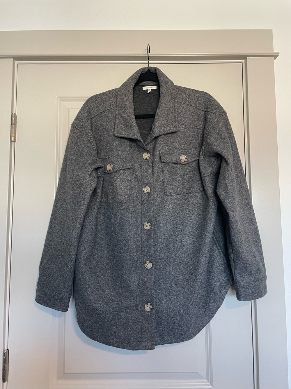 Maurices Charcoal Gray Button-Front Utility Shacket